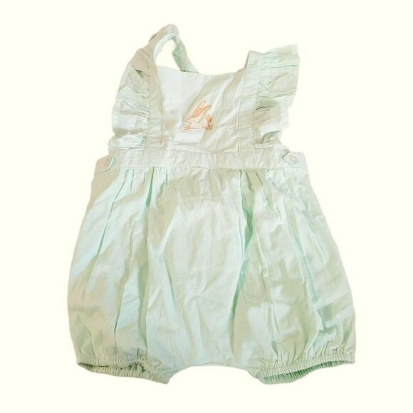 Hallmark Baby Mint Green Bunny Rabbit Ruffled Sleeveless Romper - Picture 1 of 6